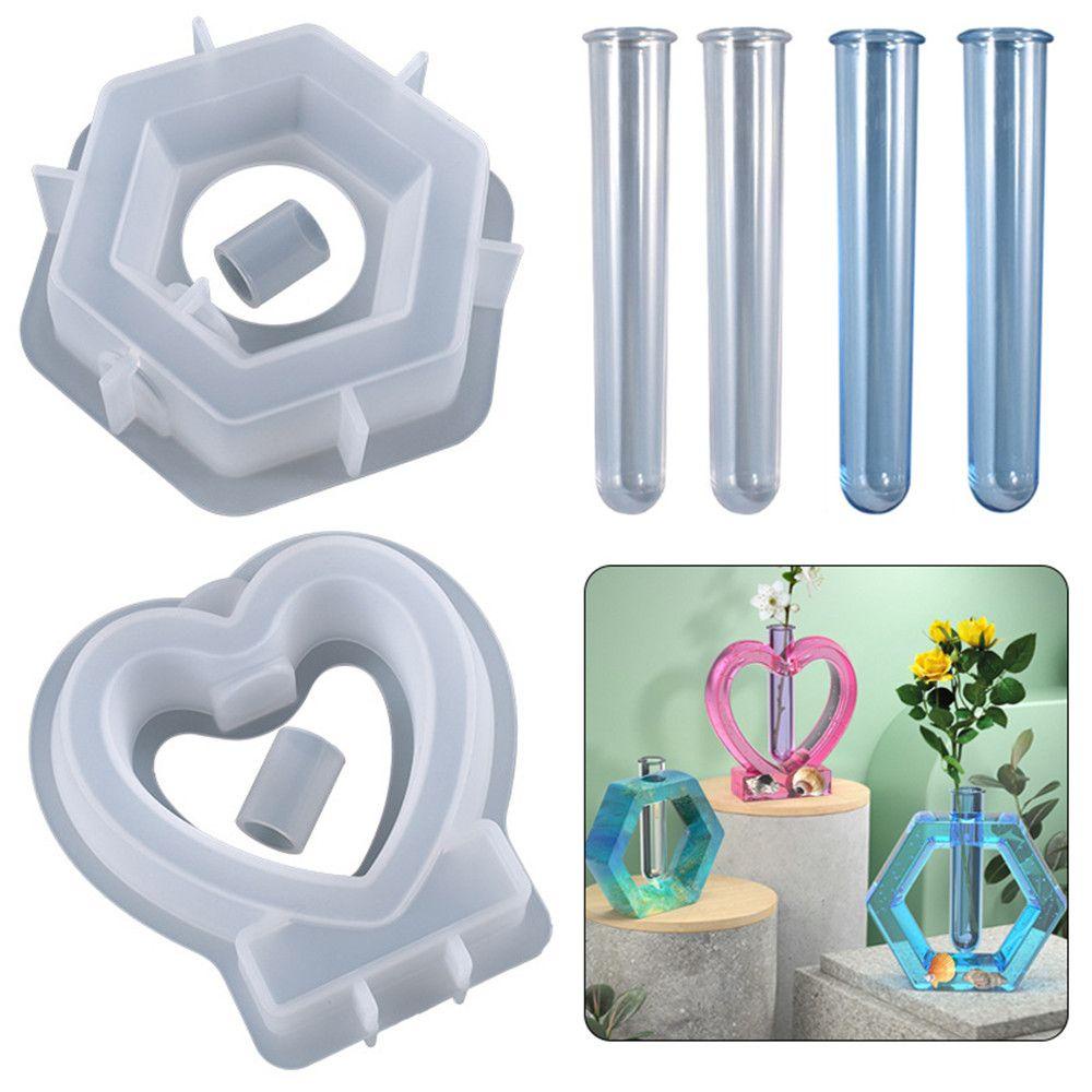 Khuôn Silicone Hình Lọ Hoa Lục Giác / Trái Tim Làm Đồ Trang Sức Thủ Công