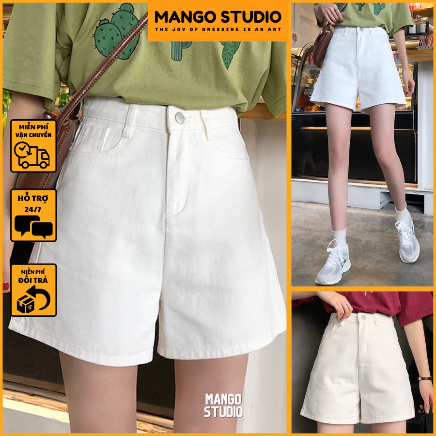 Quần short jean nữ màu trắng chất mềm mại , siêu mát - Quần sọt jean ngố lửng nữ TA21