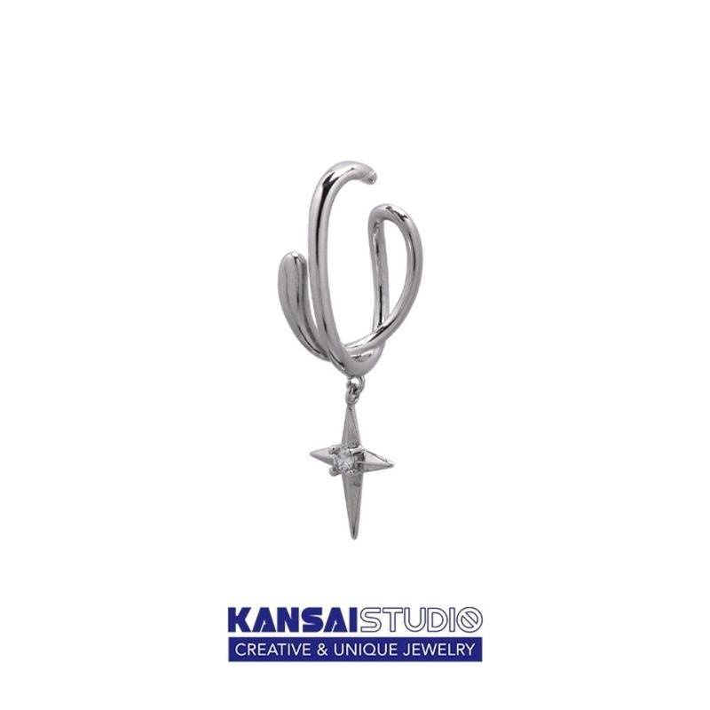 Kansai Bông Tai Ngôi Sao Bốn Cánh Dạng Kẹp Không Cần Xỏ Lỗ Phong Cách ins Cá Tính