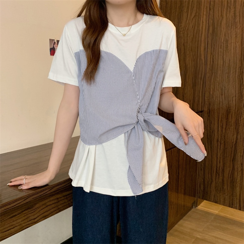 SUXI Áo Sơ Mi Tay Ngắn Dáng Rộng Thiết Kế Thắt Nơ Thời Trang Mùa Hè Mới Cho Nữ