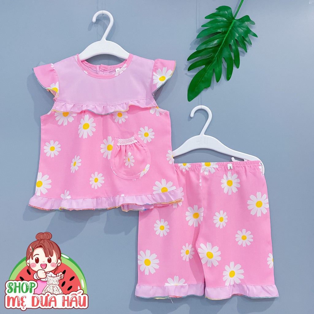 [Mã FAMAYFA2 giảm 10K đơn 50K] [32-38kg] Bộ tole lanh lửng phối đô màu bé gái - Đồ bộ bé gái (Link 3/3)