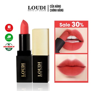 Son sáp lì màu hồng đào 3.5g Loudi LDS01HĐ chính hãng