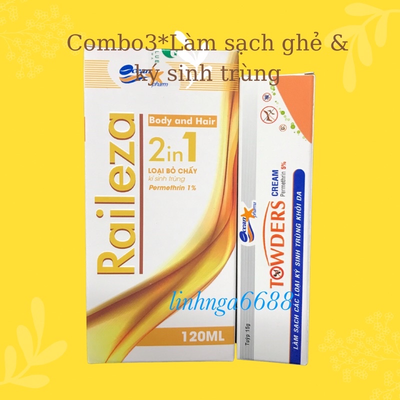 Combo Raileza &amp; Towders cream loại sạch ghẻ và các loại ký sinh trùng