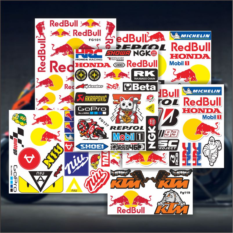 Red bull Miếng Dán Trang Trí Mũ Bảo Hiểm Chống Thấm Nước