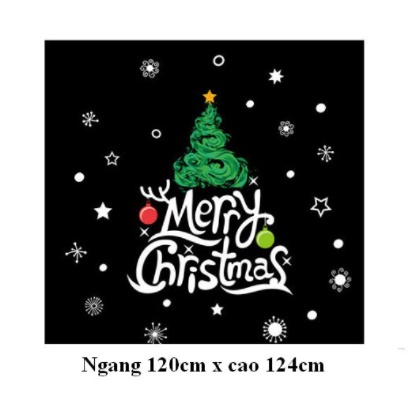 Decal dán tường trang trí Noel - Cây thông size lớn phối phụ kiện noel