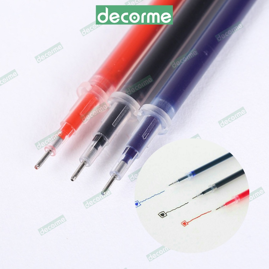 Ruột bút Decorme ngòi bút nước bút gel resun muji 0,5mm mực đen xanh đỏ dùng cho viết gel nắp gài gel bấm Muji