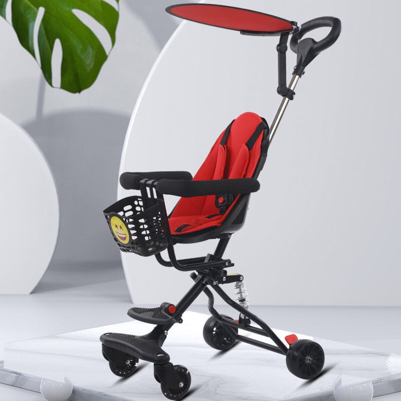 Xe Đẩy Gấp Gọn Cho,Bé Có Đệm , Dây Đai An Toàn 4 Bánh Gấp Gọn Thoáng Lưng Cho Bé