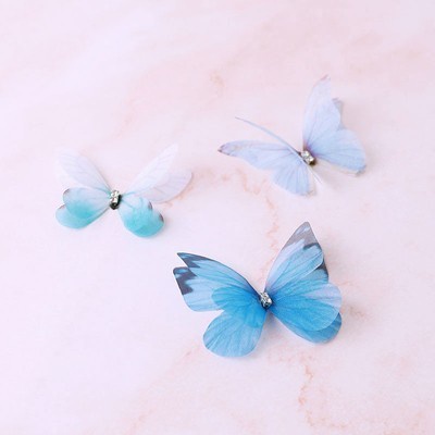 Set 11 Phụ Kiện Trang Trí Bánh Kem Hình Bươm Bướm/Bướm Màu Trong Suốt Xinh Xắn