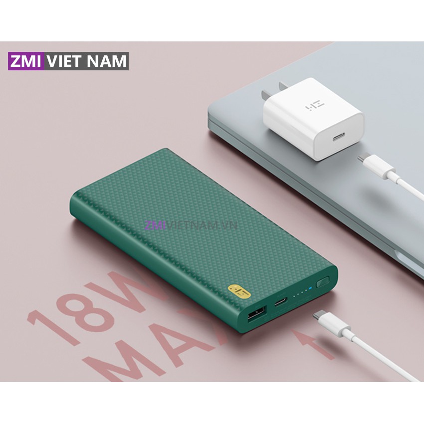 Sạc Dự Phòng Không Dây ZMI WPB01 10000mAh, 1 Cổng Type C, 1 USB A | Bảo Hành 18 Tháng