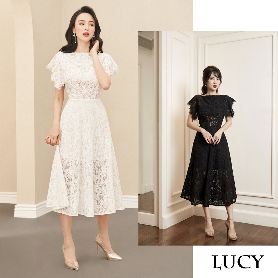 [CÓ SẴN] Đầm dáng xòe cổ thuyền dự tiệc sang trọng Lucy Dress bigsize váy đầm nữ đẹp đi biển giá rẻ