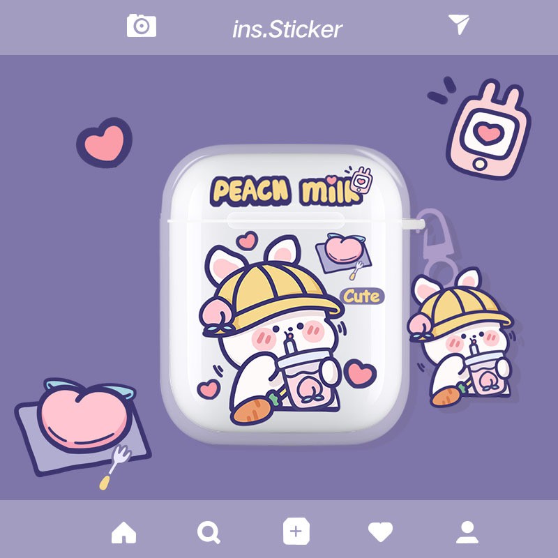 [Tặng kèm móc khoá] Airpods 3 IN01 Case airpods 1/2/3/PRO Bear cake - Peach milk in hình dễ thương 1501 CAIN01