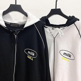 Áo Hoodie zip Milk