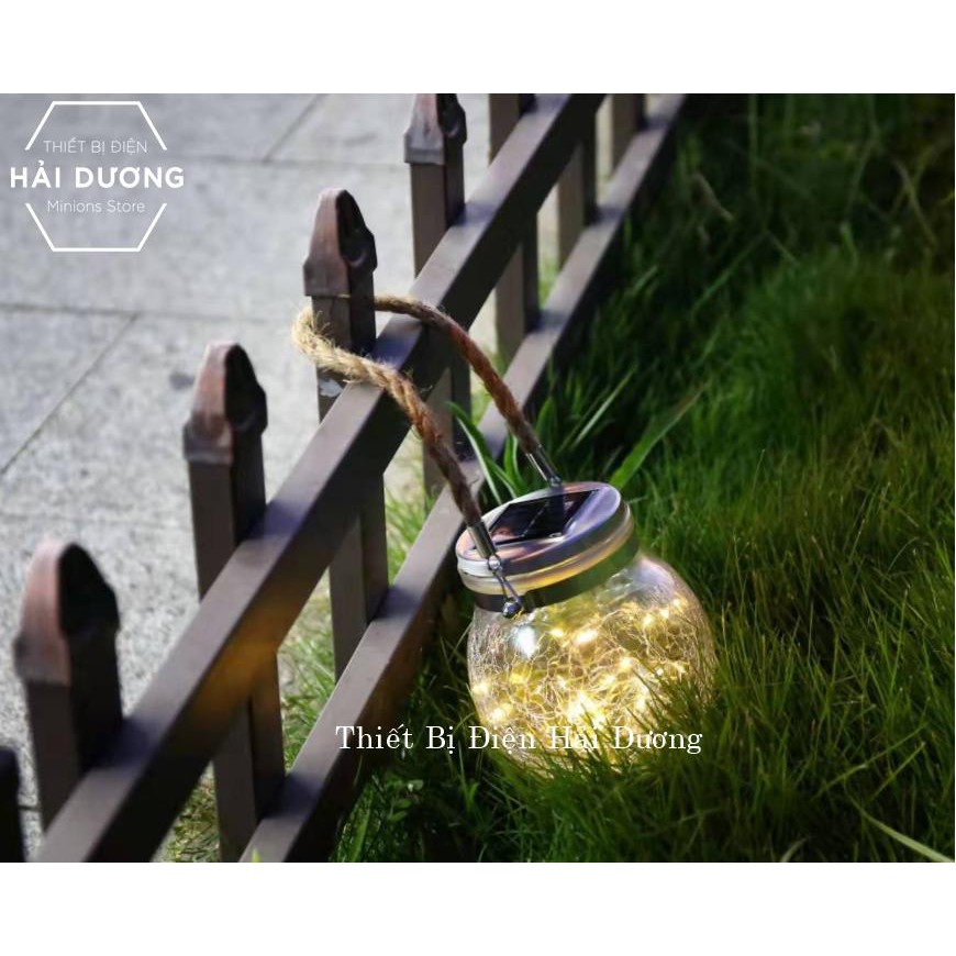 Combo 4 Lọ Thủy Tinh Đèn Led Treo Cây Năng Lượng Mặt Trời MT-145 đom đóm decor lạ mắt 3m 30 mắt- BH 1 năm - Siêu sáng