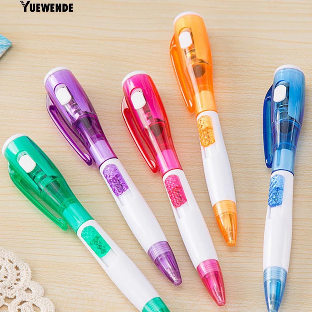 Bút bi bấm mực xanh phát sáng 2 trong 1 tiện lợi