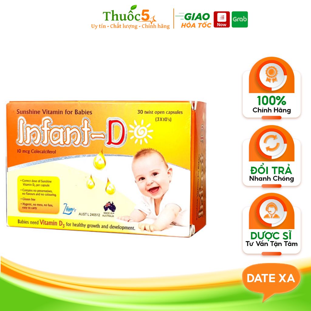 Vitamin D3 Infant D Hỗ Trợ Giúp Xương Và Răng Chắc Khỏe Hộp 30 Viên