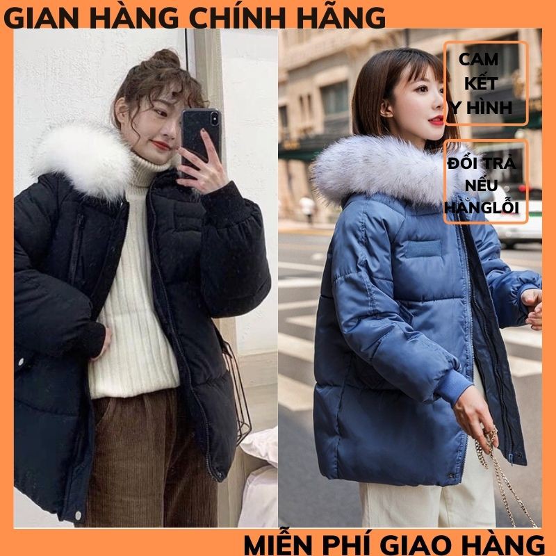 Áo phao cổ lông hottrend ( sẵn sll ) áo ấm mùa đông cho nữ ,áo phao béo nữ THỜI TRANG 1989