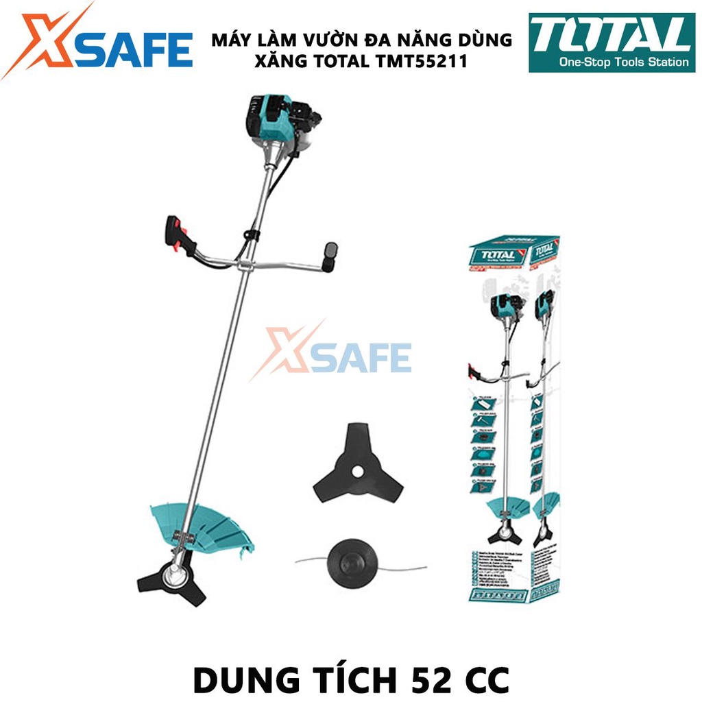 Máy làm vườn đa năng dùng xăng TOTAL TMT55211 động cơ 2 thì mạnh mẽ, dung tích bình nhiên liệu 1200ml kèm nhiều phụ kiện