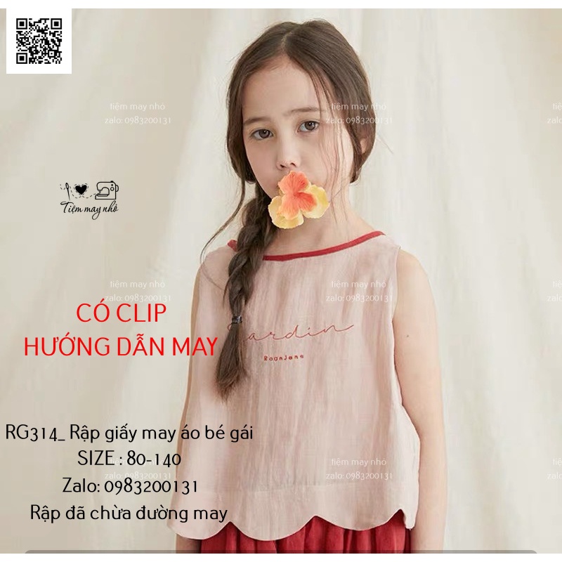 RG341_Rập giấy may áo chéo lưng bé gái