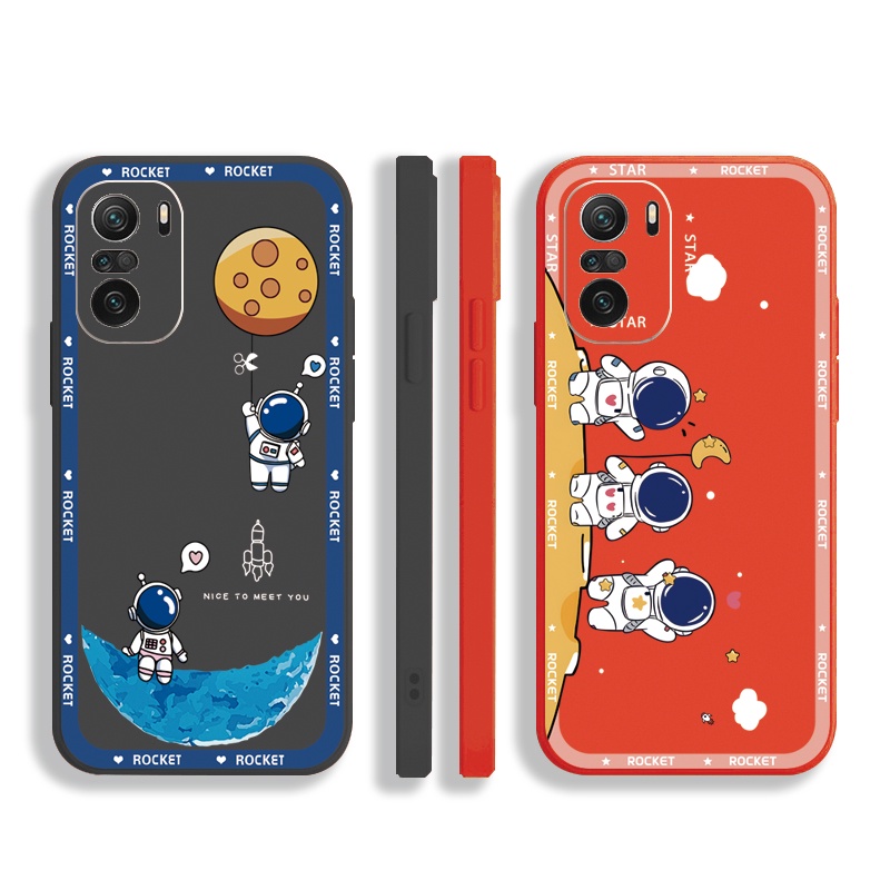 Ốp Điện Thoại Cạnh Vuông In Hình Phi Hành Gia/Không Gian Cho Xiaomi Redmi Note 10 Pro 9S 9A POCO X3 NFC M3 Pro 5G