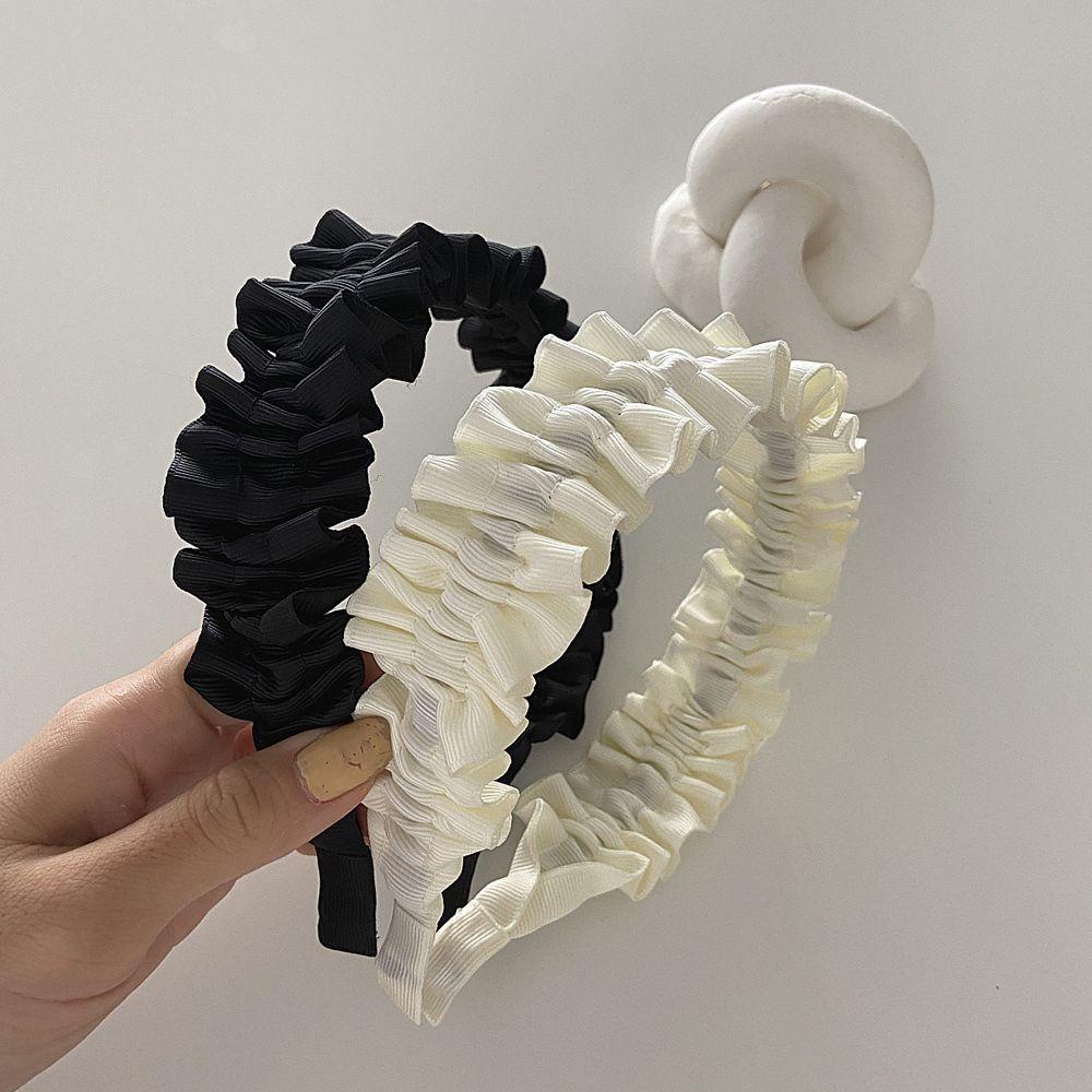 Băng Đô Cài Tóc Bằng Satin Màu Trắng Đen Thanh Lịch Cho Nữ