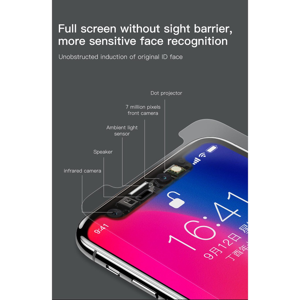 Kính cường lực chống bám vân tay cho iphone X hãng Baseus (full màn hình)