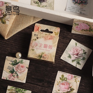Set 46 miếng dán trang trí hình hoa hồng phong cách vintage
