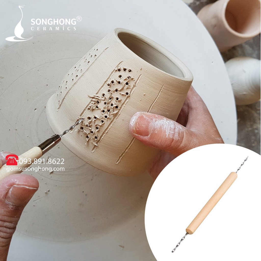Dụng Cụ Điêu Khắc Gốm 2 Đầu SHDK-24 Chuyên Dụng Đục Lỗ Nghệ Thuật Làm Gốm