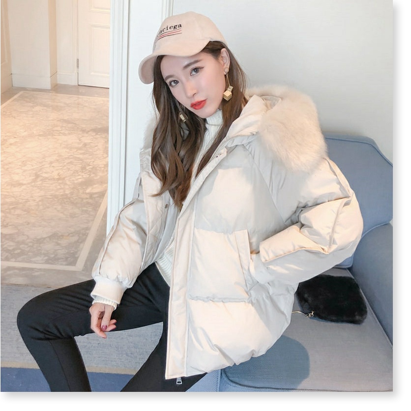 Áo Khoác Phao Nữ Cổ Lông Siêu Ấm
