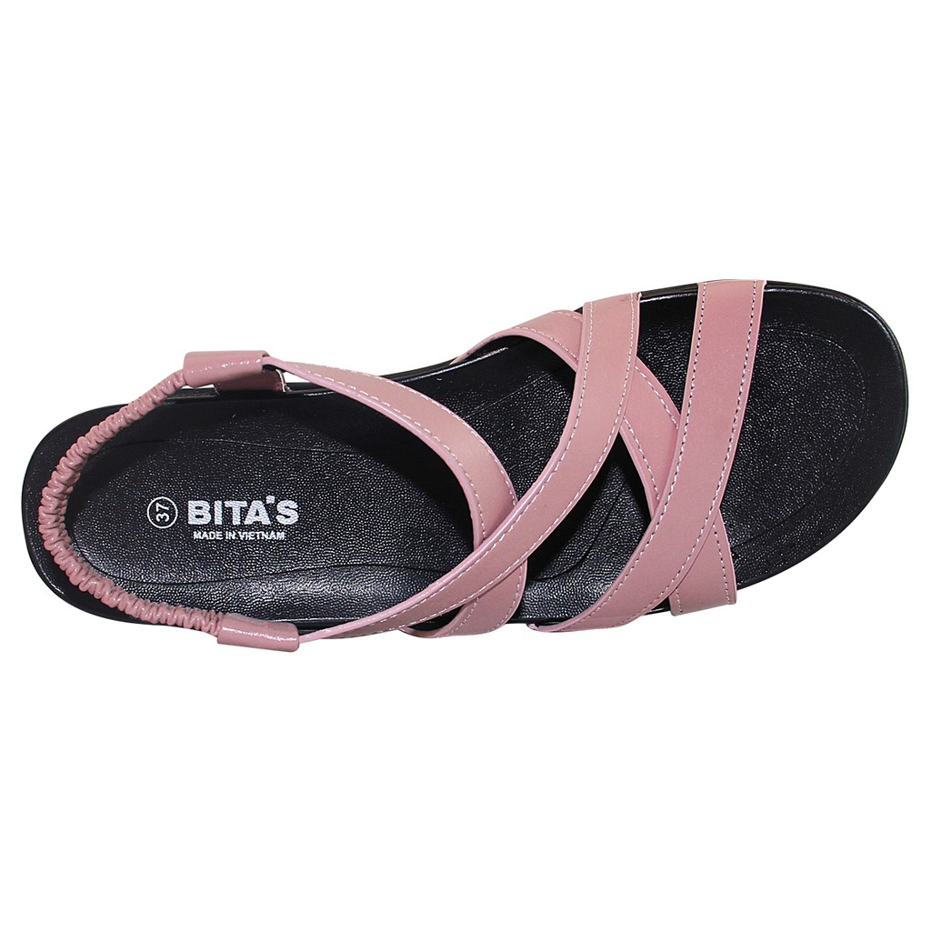 GIÀY SANDAL QUAI DÂY CHÉO ĐẾ BẰNG NỮ BITA'S SYN.219 (ĐEN + HỒNG + KEM) - BITAS