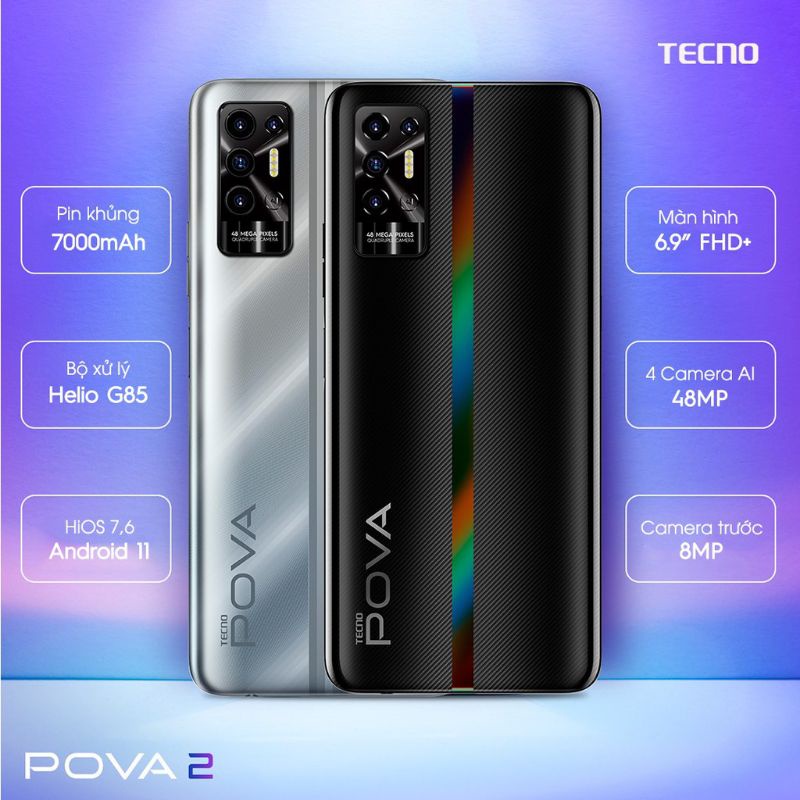 Điện thoại Tecno Pova 2 mới 100%, nguyên seal, pin siêu khủng 7000mah