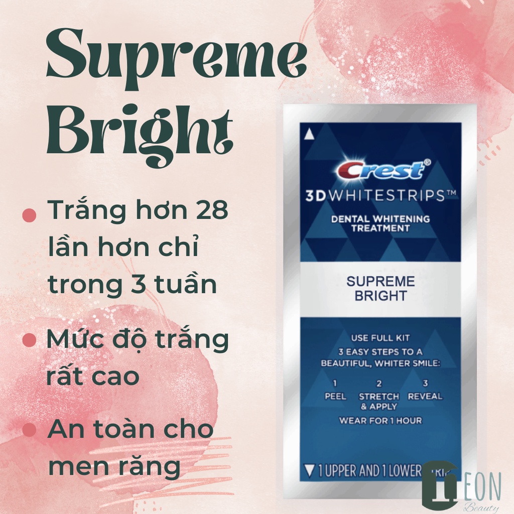 Miếng dán trắng răng Crest 3D White - CHÍNH HÃNG - 1 GÓI - NEON BEAUTY