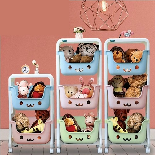 Kệ gấu Hokori 3 Tầng Cho Bé Hình Gấu Có Bánh Xe, Làm Kệ Đựng Đồ Chơi, Kệ Sách Cho Bé