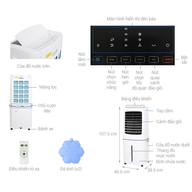 Quạt điều hòa Midea AC200-17JR8 50 lít - Hàng trưng bày.