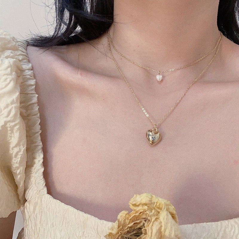 Dây chuyền mạ vàng mặt hình trái tim thời trang cổ điển cho nữ