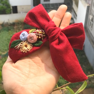 Dây buộc tóc nơ thêu