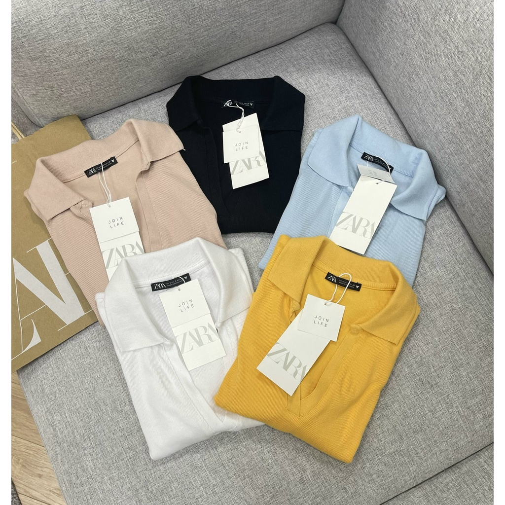 Áo polo croptop nhiều màu zara cộc tay, chất vải mềm mịn, thoáng mát, kiểu dáng trẻ trung dành cho nữ