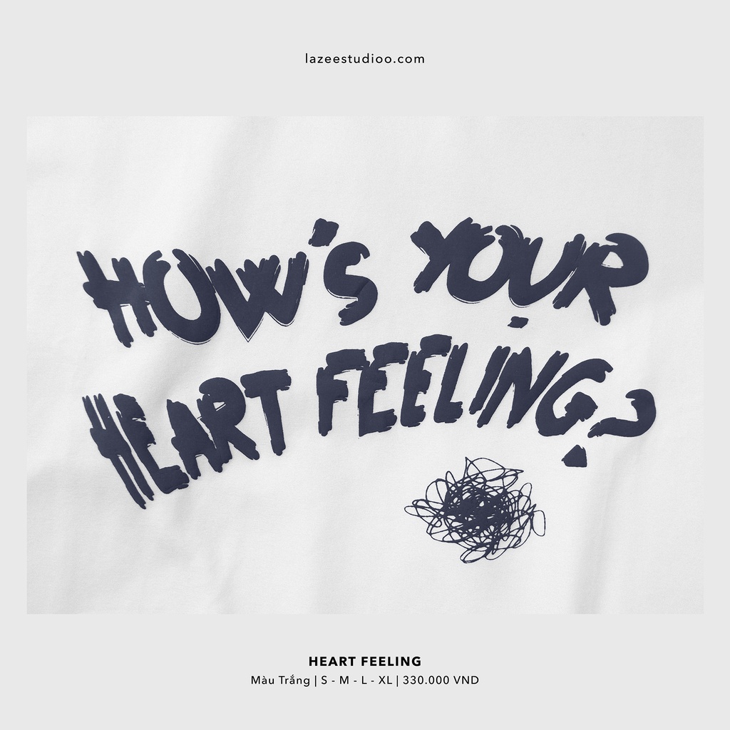Áo thun - HEART FEELING | LAZEE STUDIOO | Be - Xanh Ghi - Trắng | Form Regular