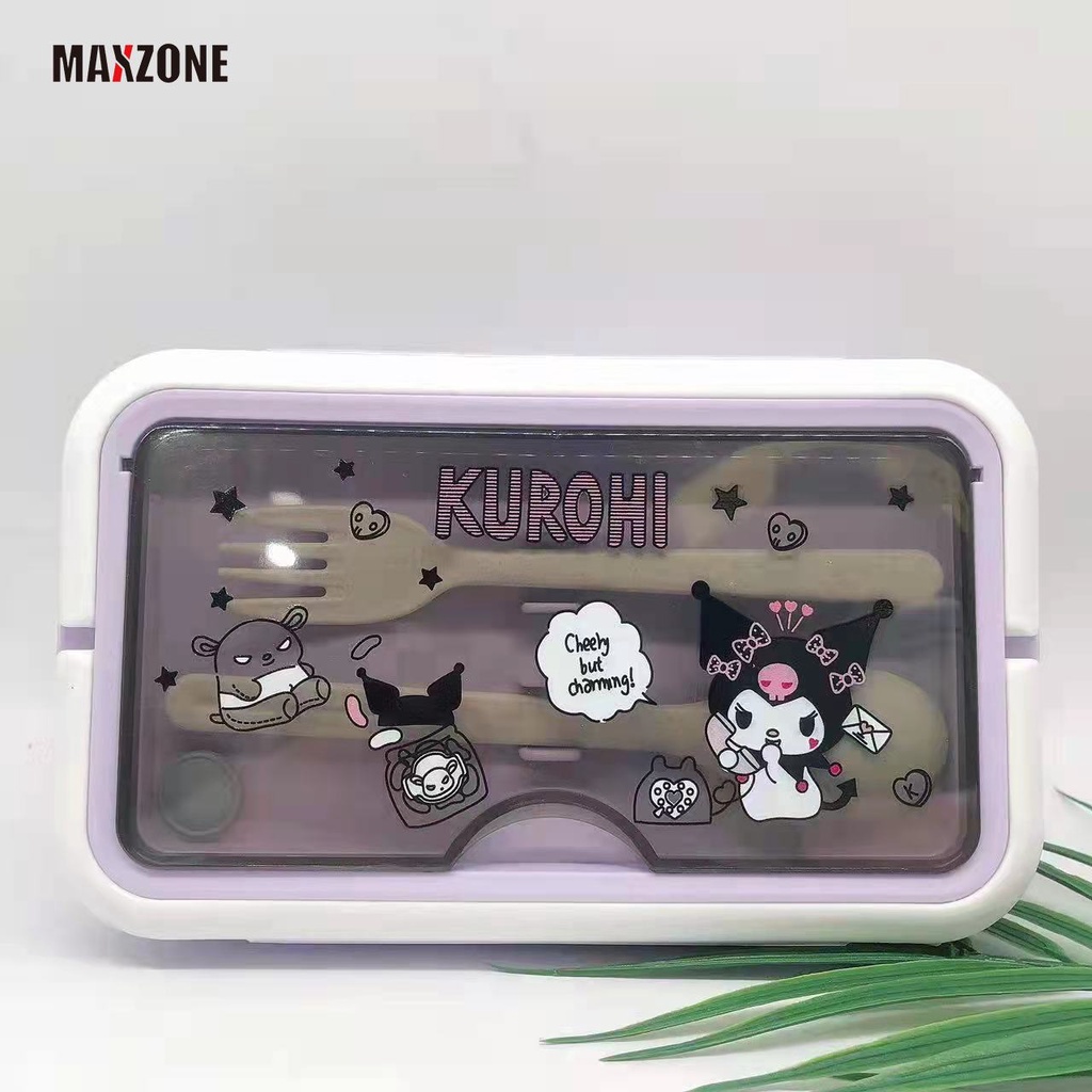 Hộp Cơm Trưa Hai Tầng Sức Chứa Lớn Hình Cinnamoroll My Melody Kuromi Anime Sanrioed Kèm Dao Nĩa Cho Học Sinh