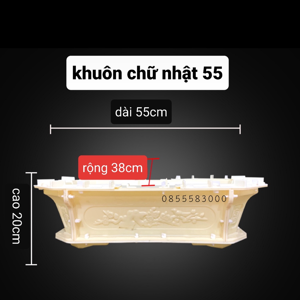 Khuôn đúc chậu cảnh chữ nhật dài 55 (khuôn chậu ABS siêu bền)