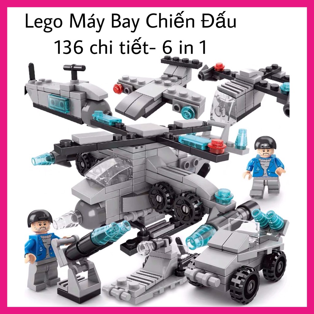 Lego Máy Bay Trực Thăng chiến đấu - 136 chi tiết - Đồ chơi lắp ráp xếp hình cho bé - Tạp hóa Abbie - 6in1