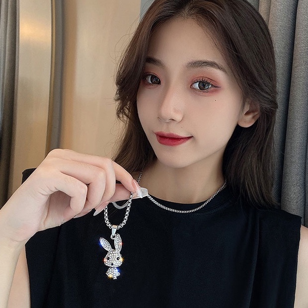 Vòng cổ dây chuyền nữ hình thỏ đính đá Kuu Clothes màu bạc Titan đẹp phụ kiện thời trang - Vòng Cổ Boty