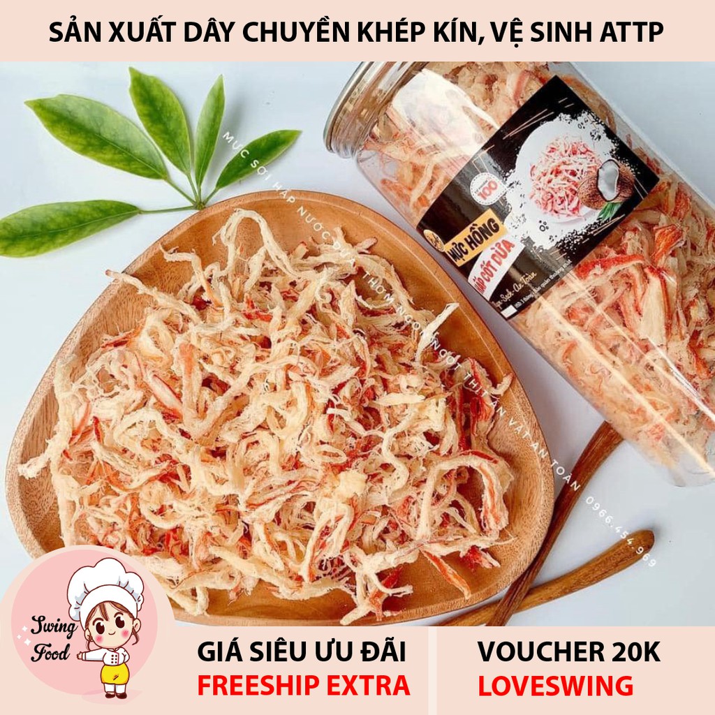 Mực Hấp Nước Dừa Xé Sợi Hũ Lớn 💖 FREESHIP 💖  Mực xé sợi hấp dừa đặc sản chuẩn vị thơm ngon chất lượng thượng hạng