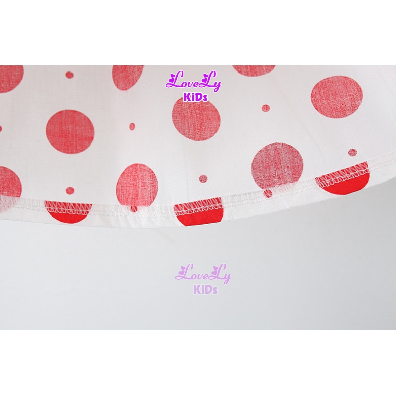 Đầm Bé Gái Đen Đỏ Chấm Bi hồng cổ Sen Phong Cách Hàn Quốc LoveLy Shop