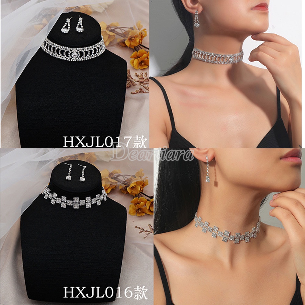 Vòng cổ mặt hoa đính kim cương giả lấp lánh