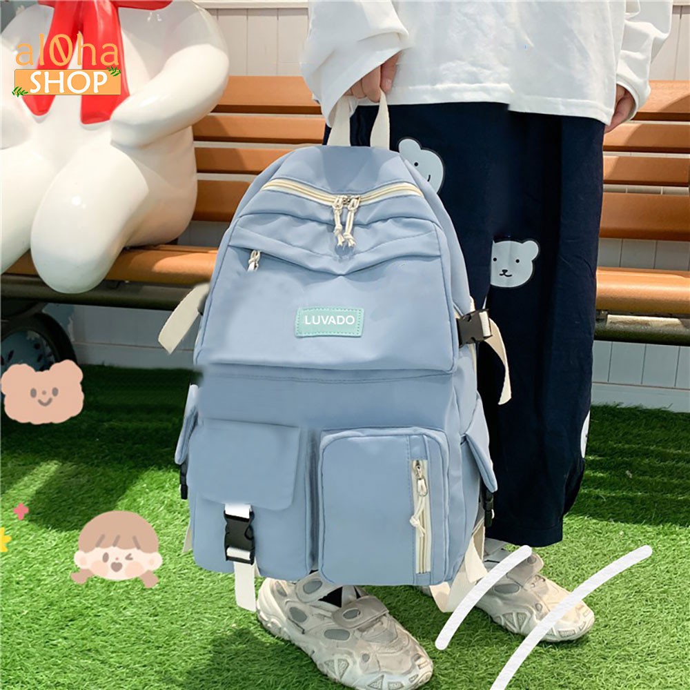 Balo - cặp sách Ulzzang nhiều ngăn đi học, đi làm, du lịch, đựng laptop B0175 Unisex nam nữ phong cách thời trang, cá tí