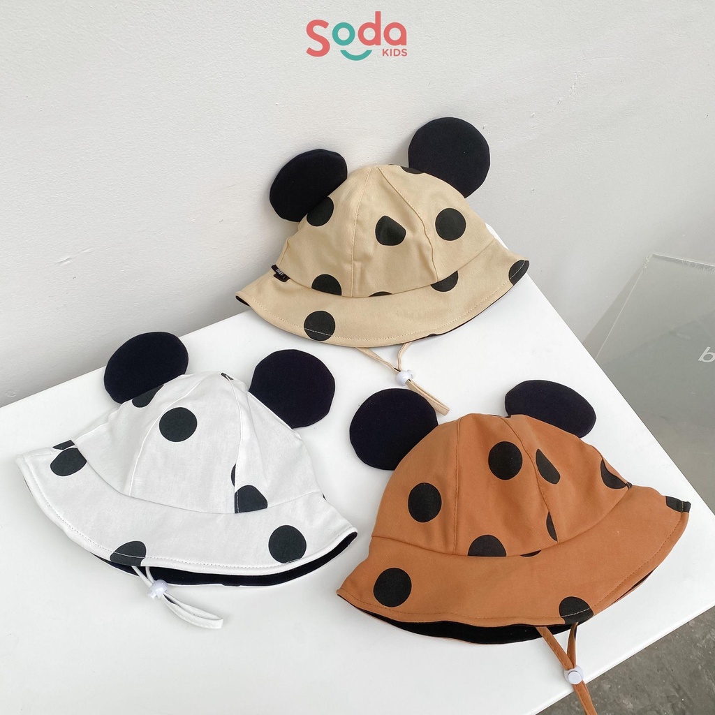 Mũ vành cho bé SODA KIDS chấm bi đính tai mickey dễ thương phong cách Hàn Quốc