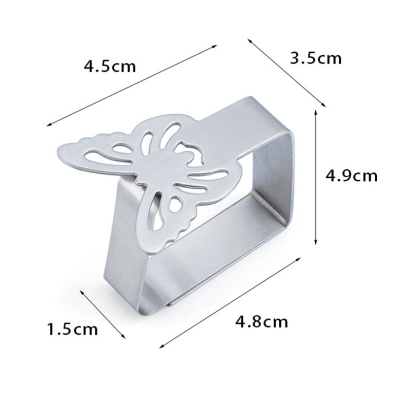 Set 4 Kẹp Giữ Khăn Trải Bàn Bằng Inox Tiện Dụng