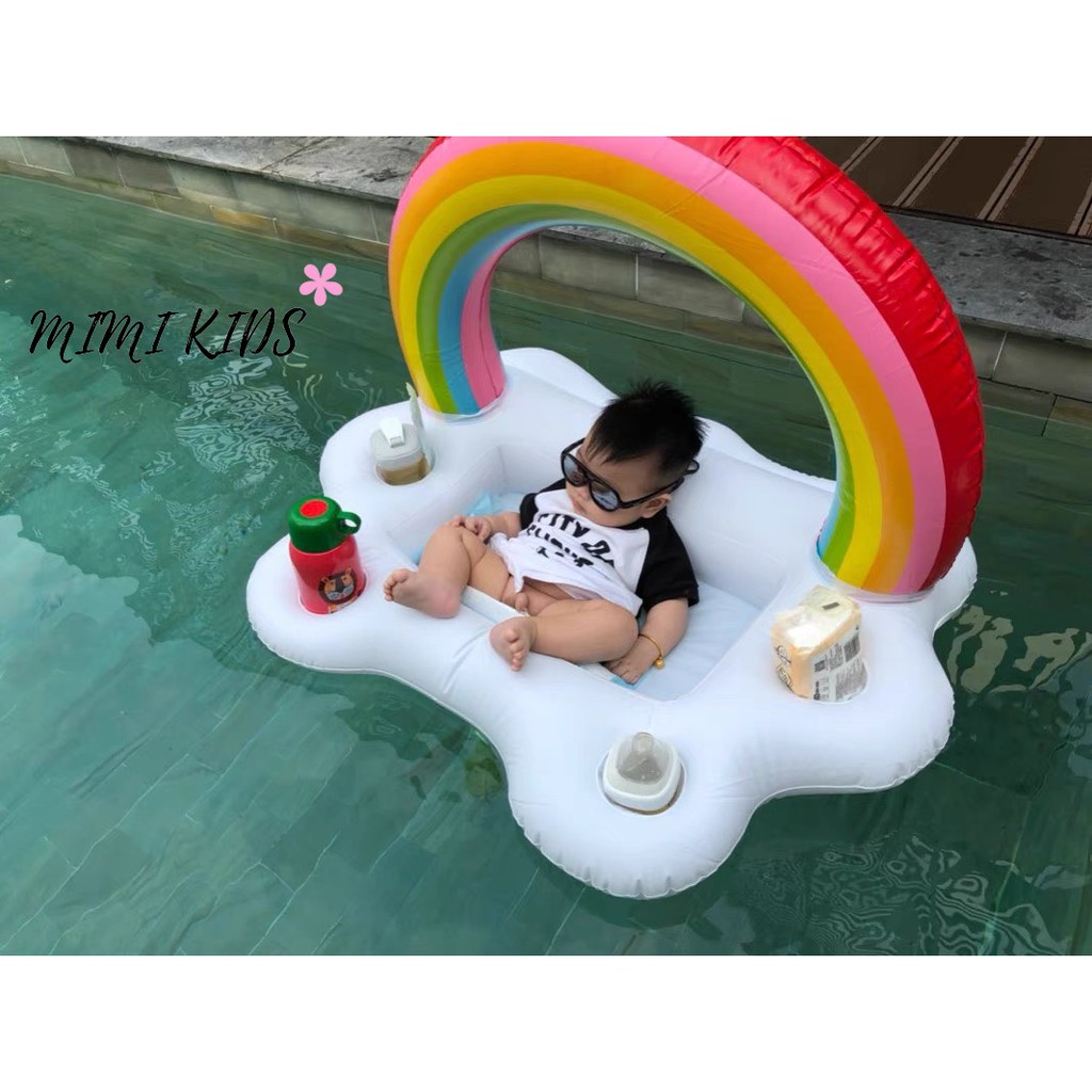 Phao bơi cầu vồng loại to đựng cốc, phao cho bé sơ sinh Mimi Kids PB02