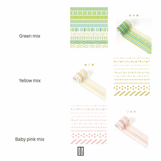 Set băng keo trang trí 10 cuộn - Foil washi tape set