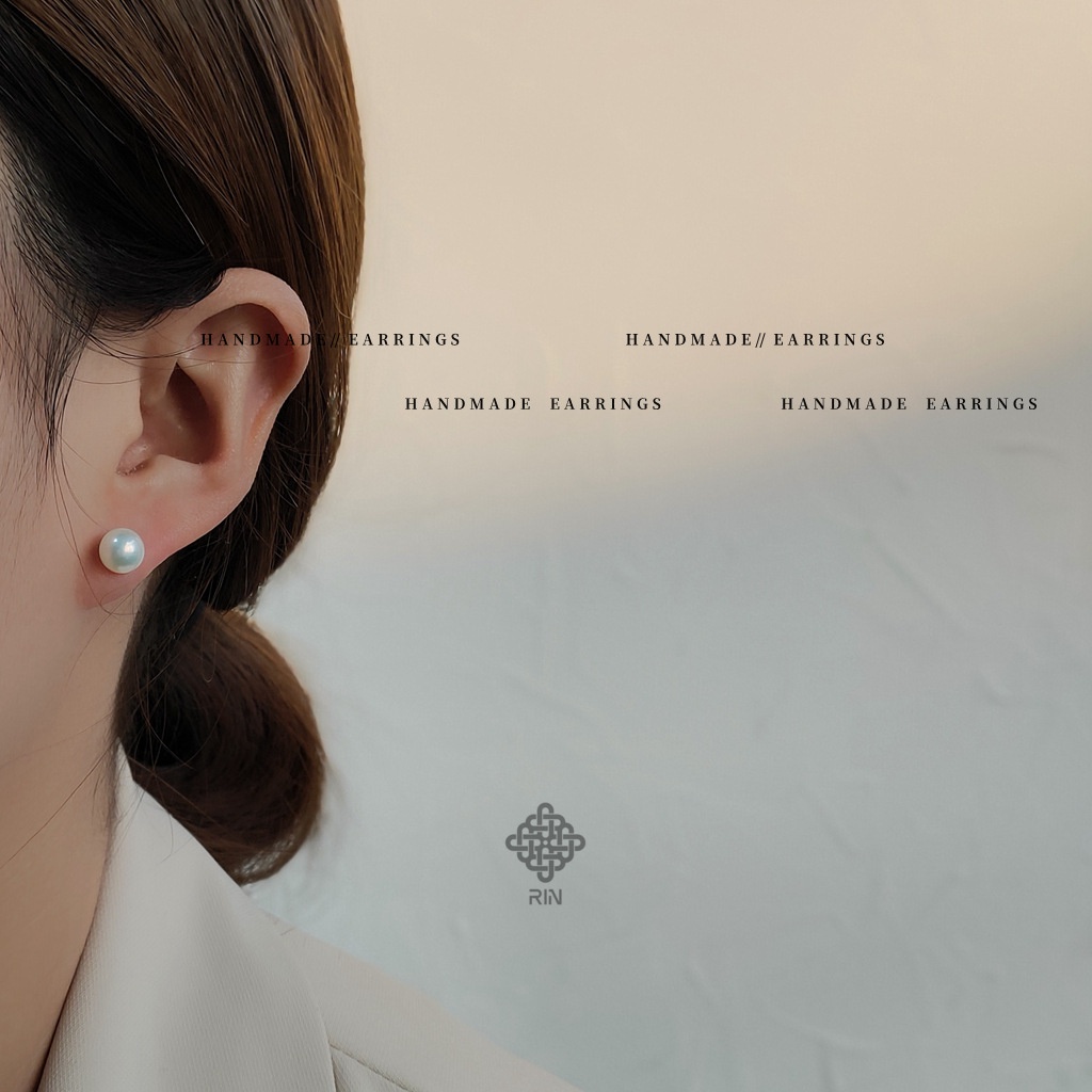 Khuyên tai ngọc trai titan, Bông tai ngọc trai nhân tạo chất liệu titan không ngứa không gỉ sét, trangsucmoiluatuoi.RIN